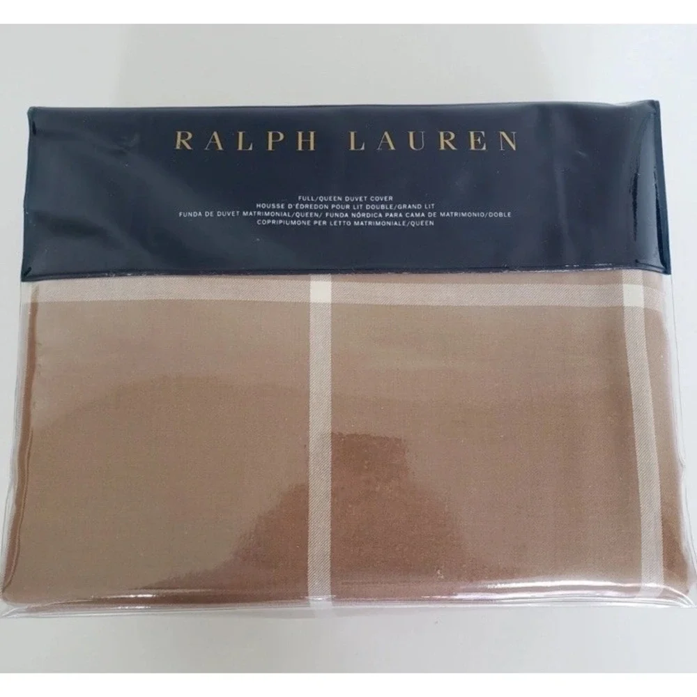 Ralph Lauren Full Queen Modern Equestrian Windowpane‎ Duvet Cover $500